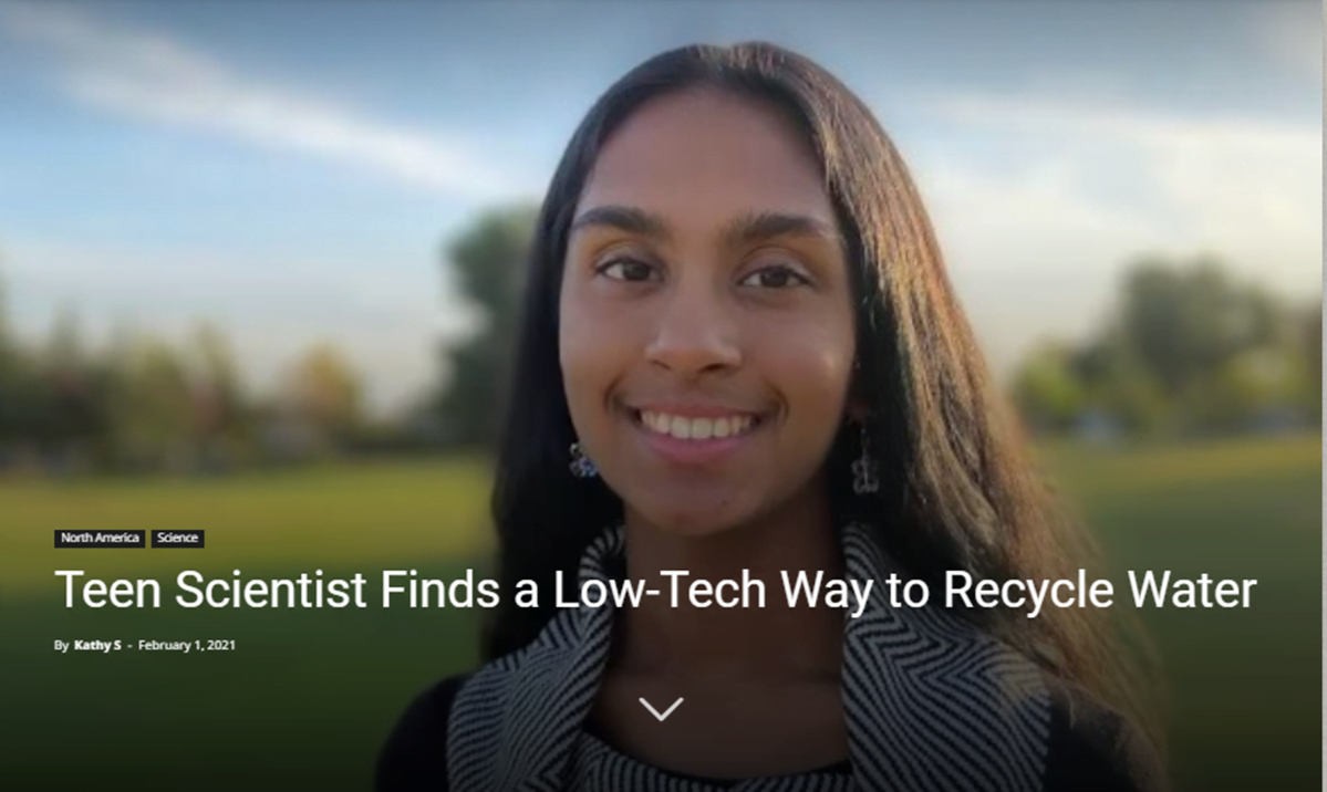 Teen Scientist Finds a Low Tech Way to Recycle Water Teen Scientists & Snowy Owls in NYC - Top 5 Happy Eco News – 2021-02-15