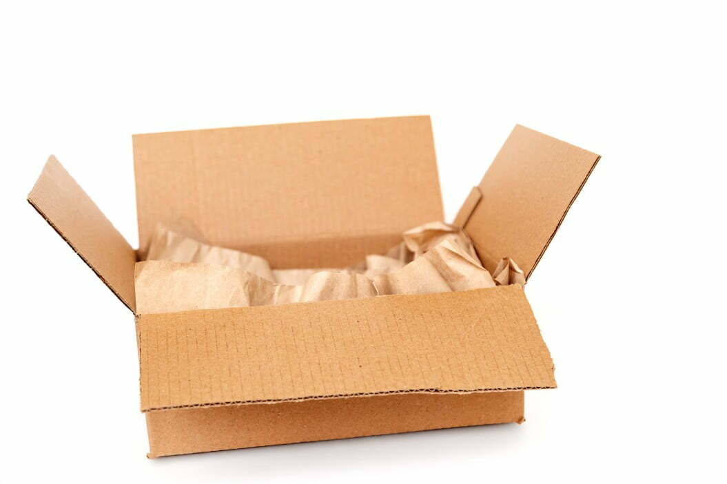 cardboard box with paper inside isolated on white background recycling concept white gift open carton t20 YwgJom IKEA to Phase Out Plastic Packaging by 2028