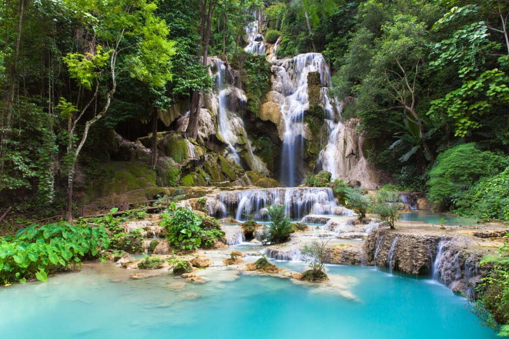 kuang si waterfalls with beatiful mint blue waters luang prabang laos t20 W7RvZK Reducing Wildfires and Water Risks with Nature-Based Solutions