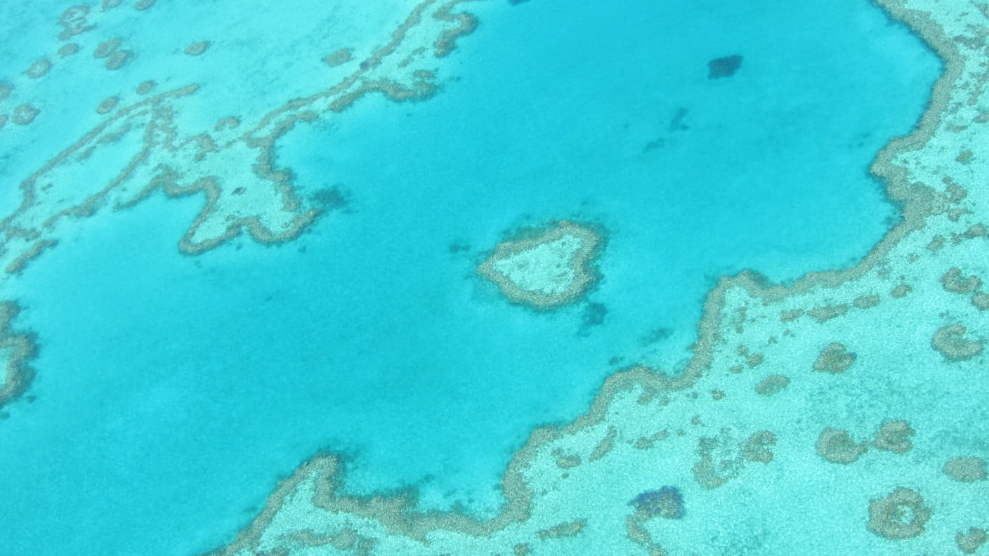 heart shaped island from above t20 QoBjbE Scientists Say Brighter Clouds Might Protect Great Barrier Reef From Climate Crisis