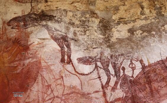 The newly discovered Tasmanian tiger rock art in Arnhem Land preserves thousands of years of cultural knowledge on the thylacine (left)  and the Tasmanian devil (right), helping researchers better understand Australia's past wildlife.
